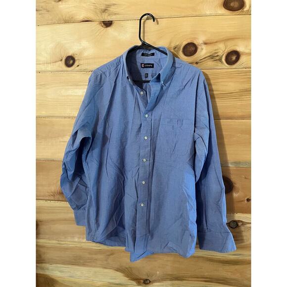 Chaps men's long sleeve button down shirt. Blue. Classic Fit. Size 17. - Picture 1 of 7